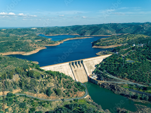 Fotografie Aerial View of Pomarao Dam
