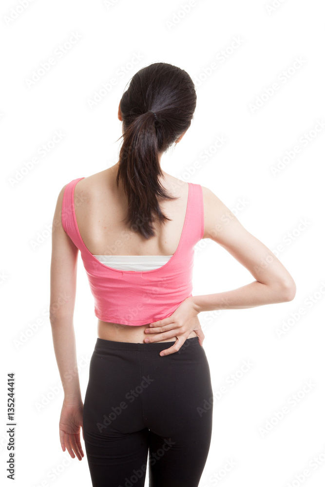 Asian healthy girl got back pain. Asian healthy girl got back pain.
