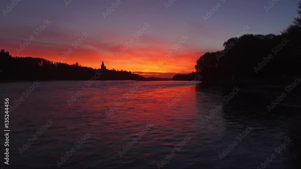 Drone Sunset River Reflection Drone Sunset River Reflection