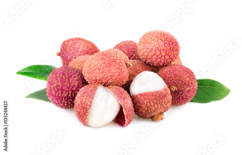 lychee fresh fruits on white