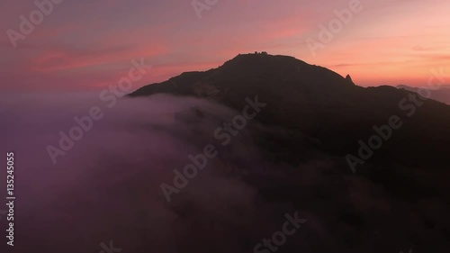 Pink Fog Covers Malibu Mountains after Sunset 
