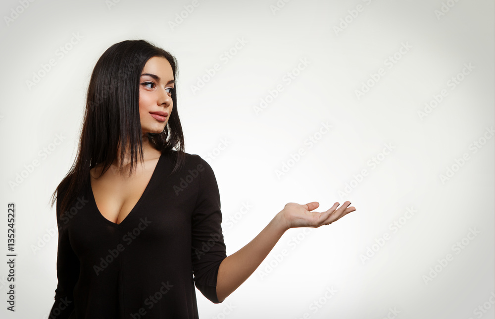 Woman Pointing Out Isolated on White Woman Pointing Out Isolated on White