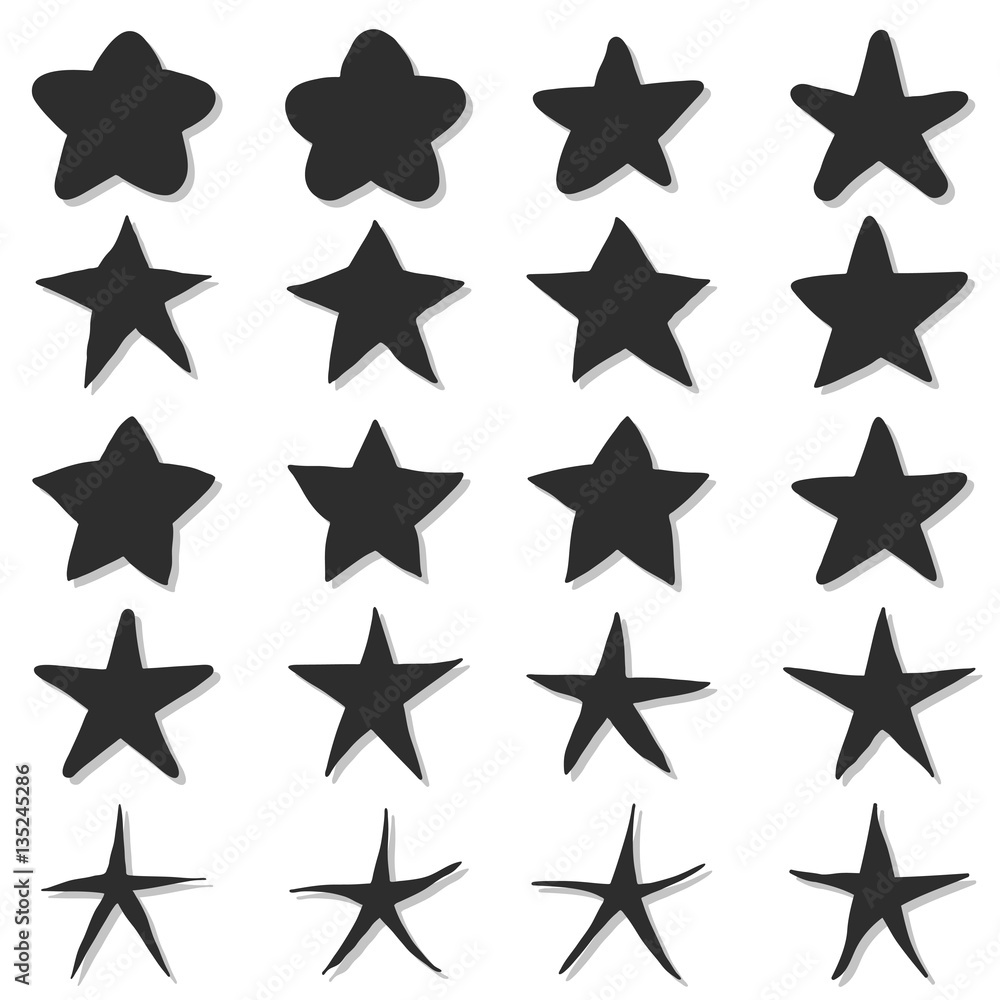 Fototapeta premium Stars Set, hand drawn