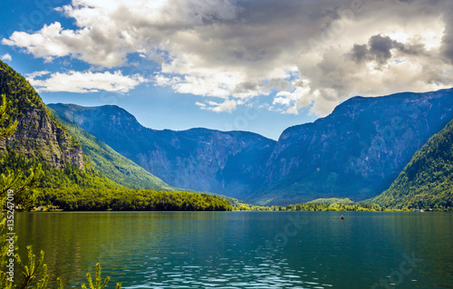 Fantastic landscape of Hallstatt lake, Austrian Alps, Salzkammergut, Austria, Europe