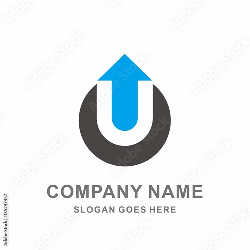 Monogram Letter U Triangle Up Arrow Computer Technology Connection Business Company Stock Vector Logo Design Template