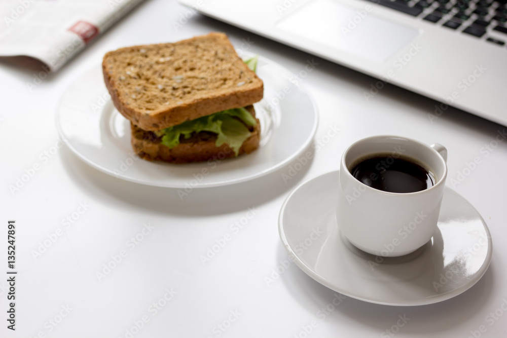 concept of lunch in office at work desktop concept of lunch in office at work desktop
