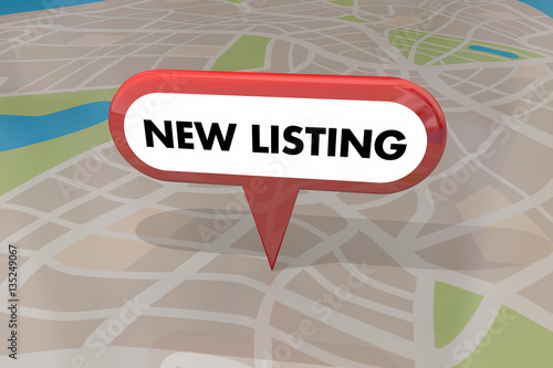 New Listing Home House for Sale Real Estate Map Pin 3d Illustrat
