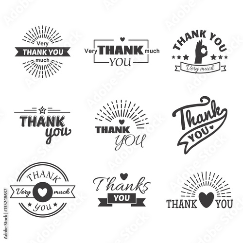 Thank you text lettering vector badge.