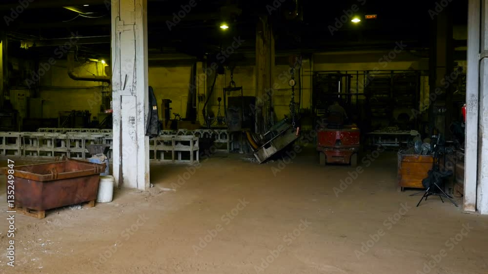 Man Riding on a Forklift. Metallurgical Plant Man Riding on a Forklift. Metallurgical Plant