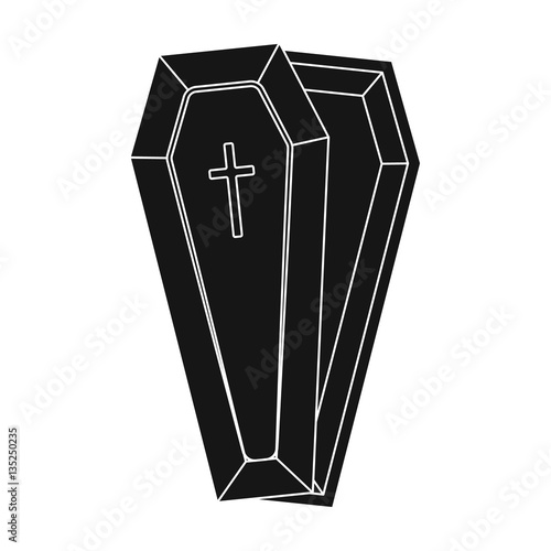 Coffin icon in black style isolated on white background. Funeral ceremony symbol stock vector illustration.