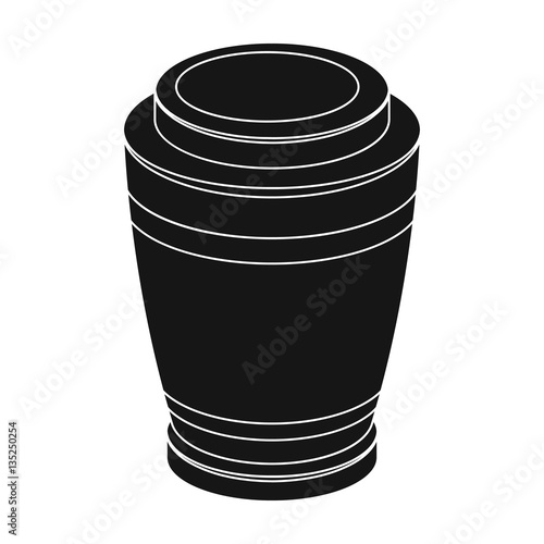 Funeral urns icon in black style isolated on white background. Funeral ceremony symbol stock vector illustration.
