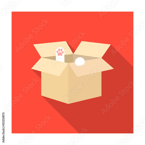 Cat in a carton box icon of vector illustration for web and mobile