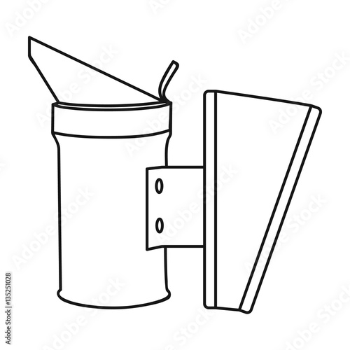 Bee smoker icon in outline style isolated on white background. Apairy symbol stock vector illustration