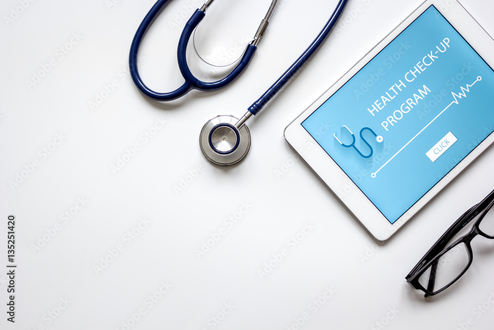 concept time health check up on white background concept time health check up on white background