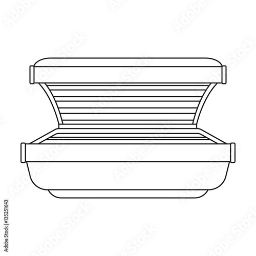 Tanning bed icon in outline style isolated on white background. Skin care symbol stock vector illustration.