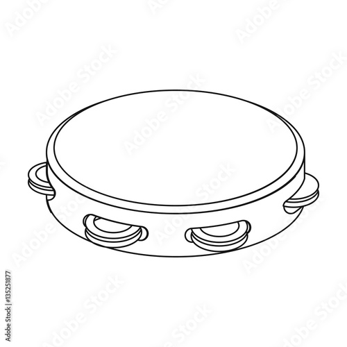 Tambourine icon in outline style isolated on white background. Spain country symbol stock vector illustration.