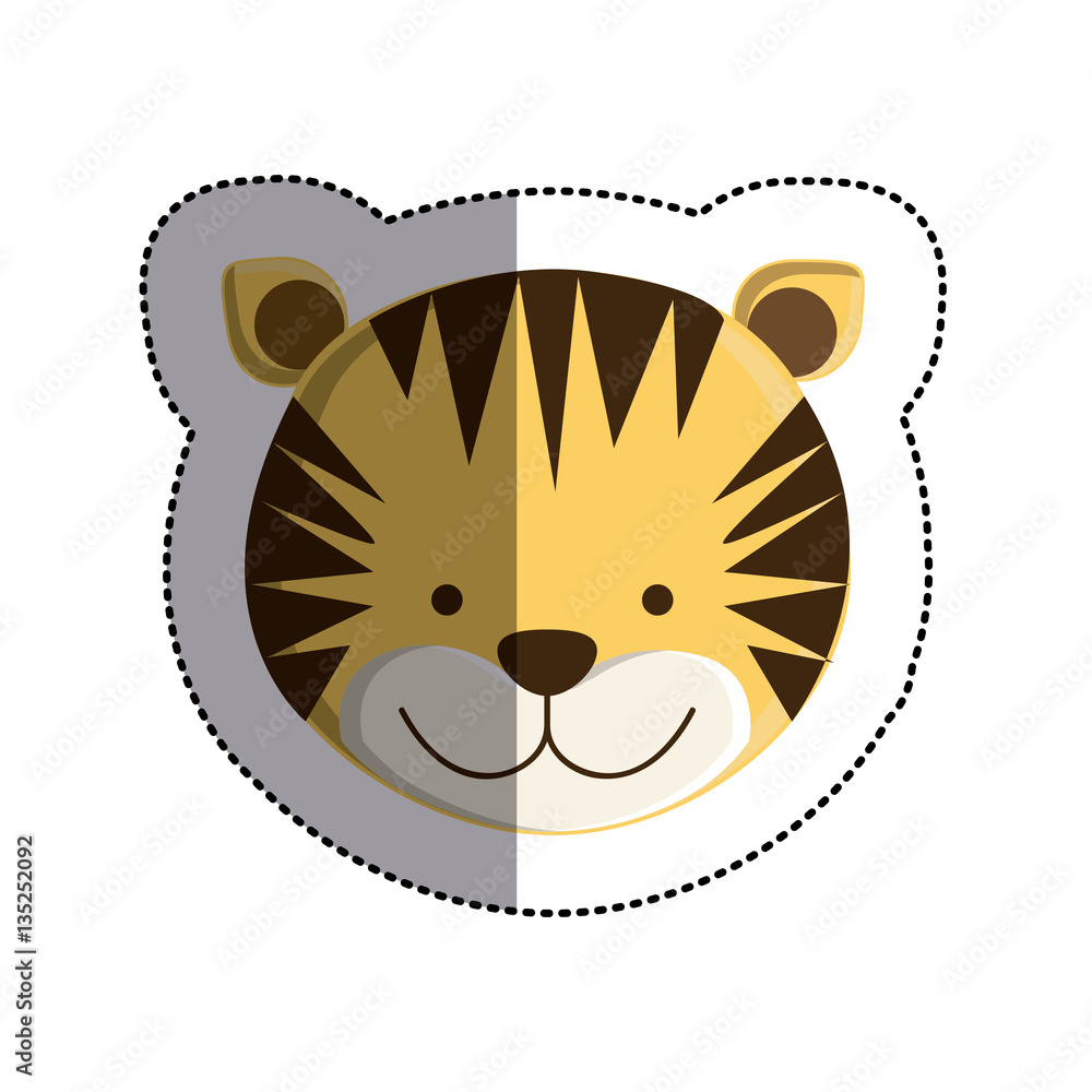 color sticker with tiger head and middle shadow vector illustration color sticker with tiger head and middle shadow vector illustration