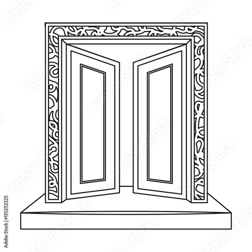 Gates to Valhalla icon in outline style isolated on white background. Vikings symbol stock vector illustration.