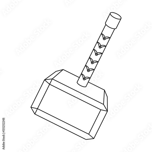 Viking battle hammer icon in outline style isolated on white background. Vikings symbol stock vector illustration.