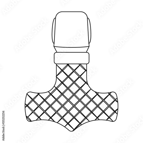Viking god hammer icon in outline style isolated on white background. Vikings symbol stock vector illustration.