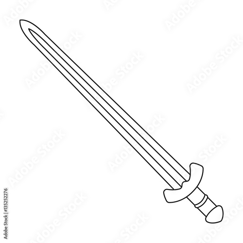 Viking sword icon in outline style isolated on white background. Vikings symbol stock vector illustration.
