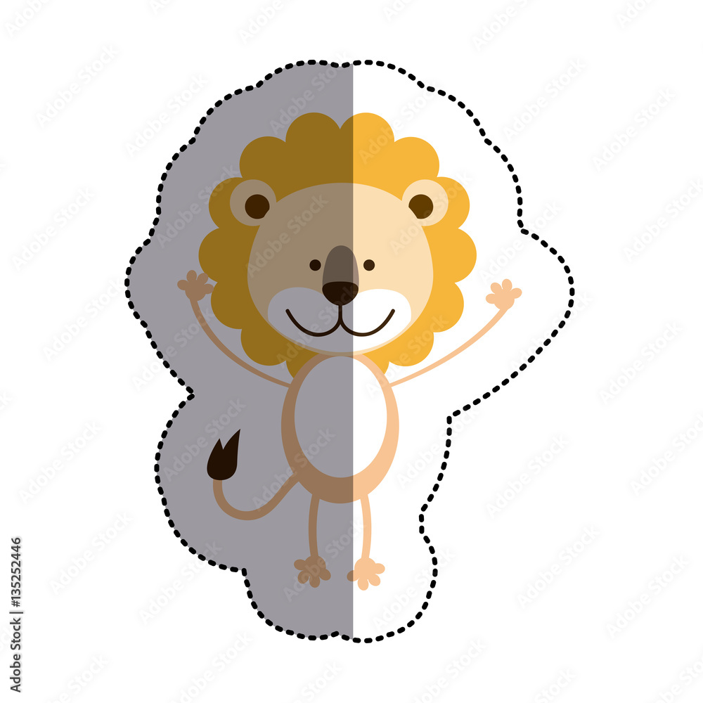 Fototapeta premium color sticker with lion and middle shadow vector illustration