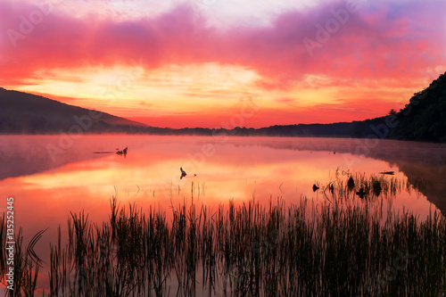 Misty Sunrise at the Lake