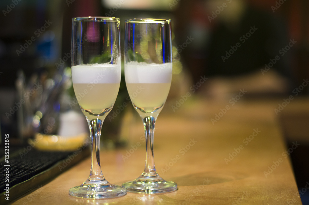 glasses of champagne at the bar glasses of champagne at the bar
