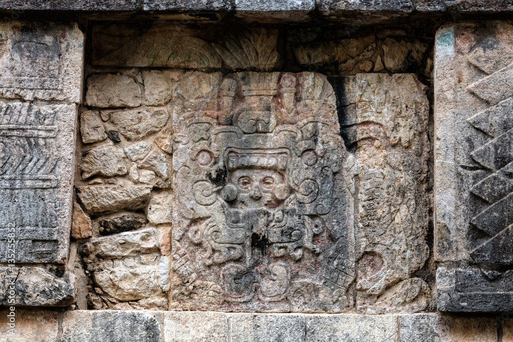 Ancient Mayan murals decorating the Venus Platform at Chichen Itza, Yucatan, Mexico Ancient Mayan murals decorating the Venus Platform at Chichen Itza, Yucatan, Mexico