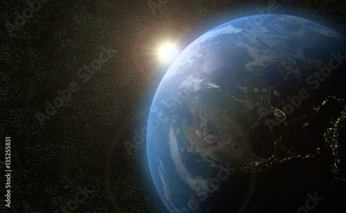earth globe sun outer space 3D universe illustration © Jacques Durocher