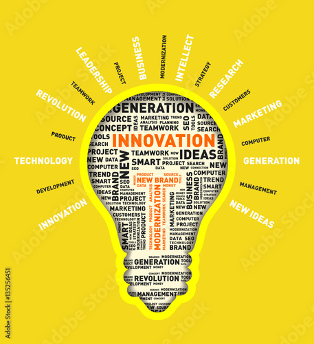 Vector word cloud of innovation light bulb / vector illustration eps-10.