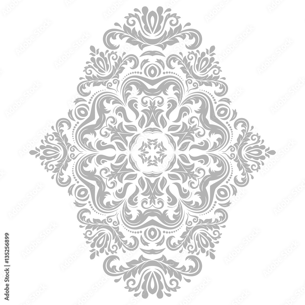 Elegant vector vertical silver ornament in classic style. Abstract traditional pattern with oriental elements, Classic vintage pattern Elegant vector vertical silver ornament in classic style. Abstract traditional pattern with oriental elements, Classic vintage pattern
