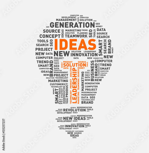 Vector word cloud of ideas light bulb / vector illustration eps-10.