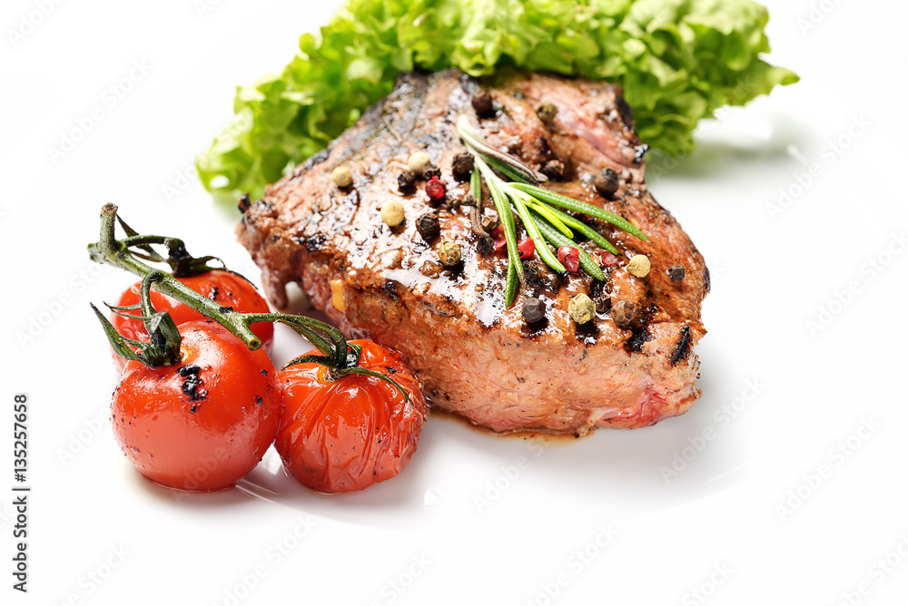 Beef steak medium grilled, isolated on white background
Beef steak medium grilled, isolated on white background