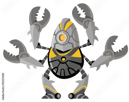 four armed pincers clamps robot drone