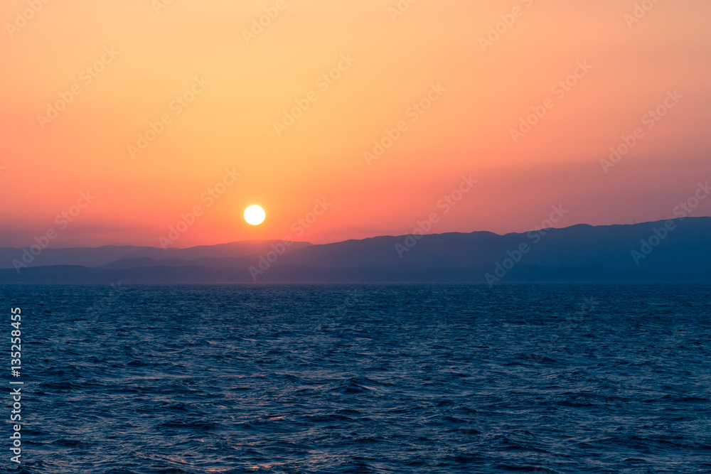 Sunset Sea on the Shipboard,Off the Coast of Fukushima,Japan
