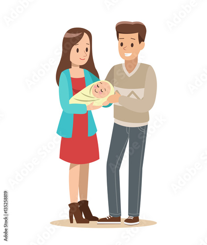 Happy family with father, mother and son vector design no.2
