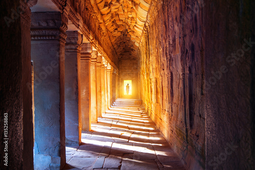 The monks in Angkor Wat, Siam Reap, Cambodia.