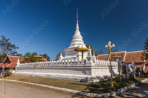 White pagoda of Wat Phra Tat Khao Noi, Nan Province, Thailand