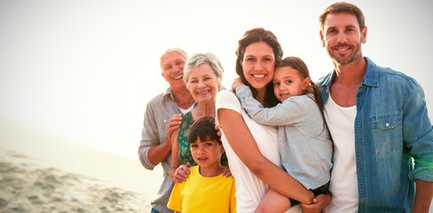 Portrait of family at beach