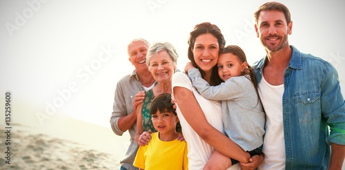 Portrait of family at beach photo