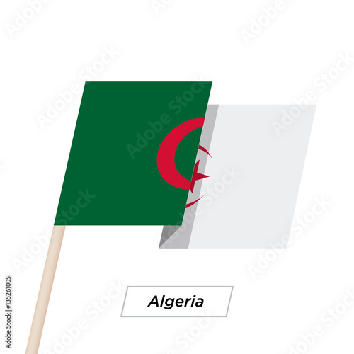 Algeria Ribbon Waving Flag Isolated on White. Vector Illustration.