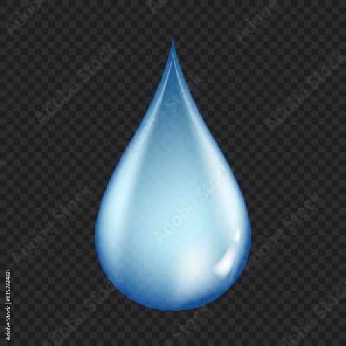 Blue shiny water drop. Vector illustration