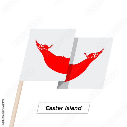 Easter Island Ribbon Waving Flag Isolated on White. Vector Illustration. photo