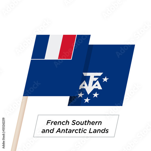 French Southern and Antarctic Lands Ribbon Waving Flag Isolated on White. Vector Illustration. photo