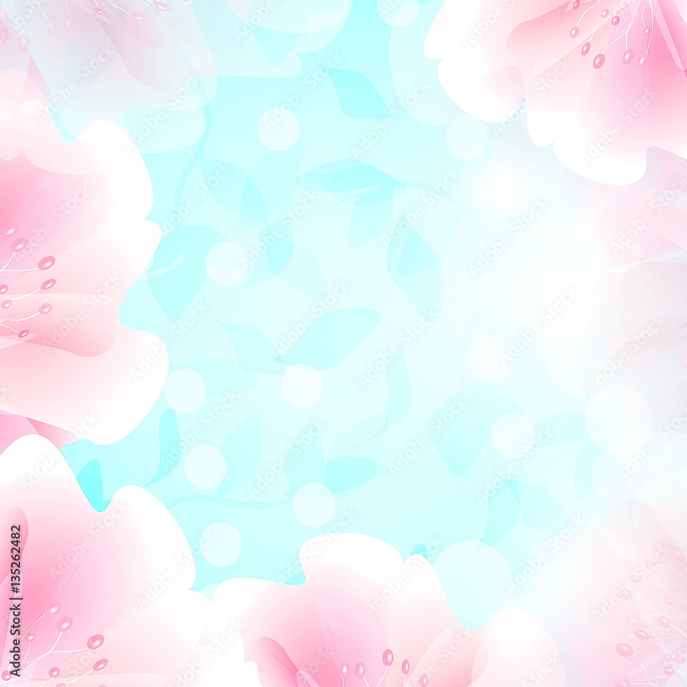 декоративный узор розовые цветы на синем фоне