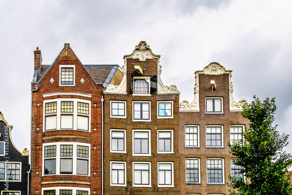 Spout Gable and Neck Gables of Historic Houses in Amsterdam