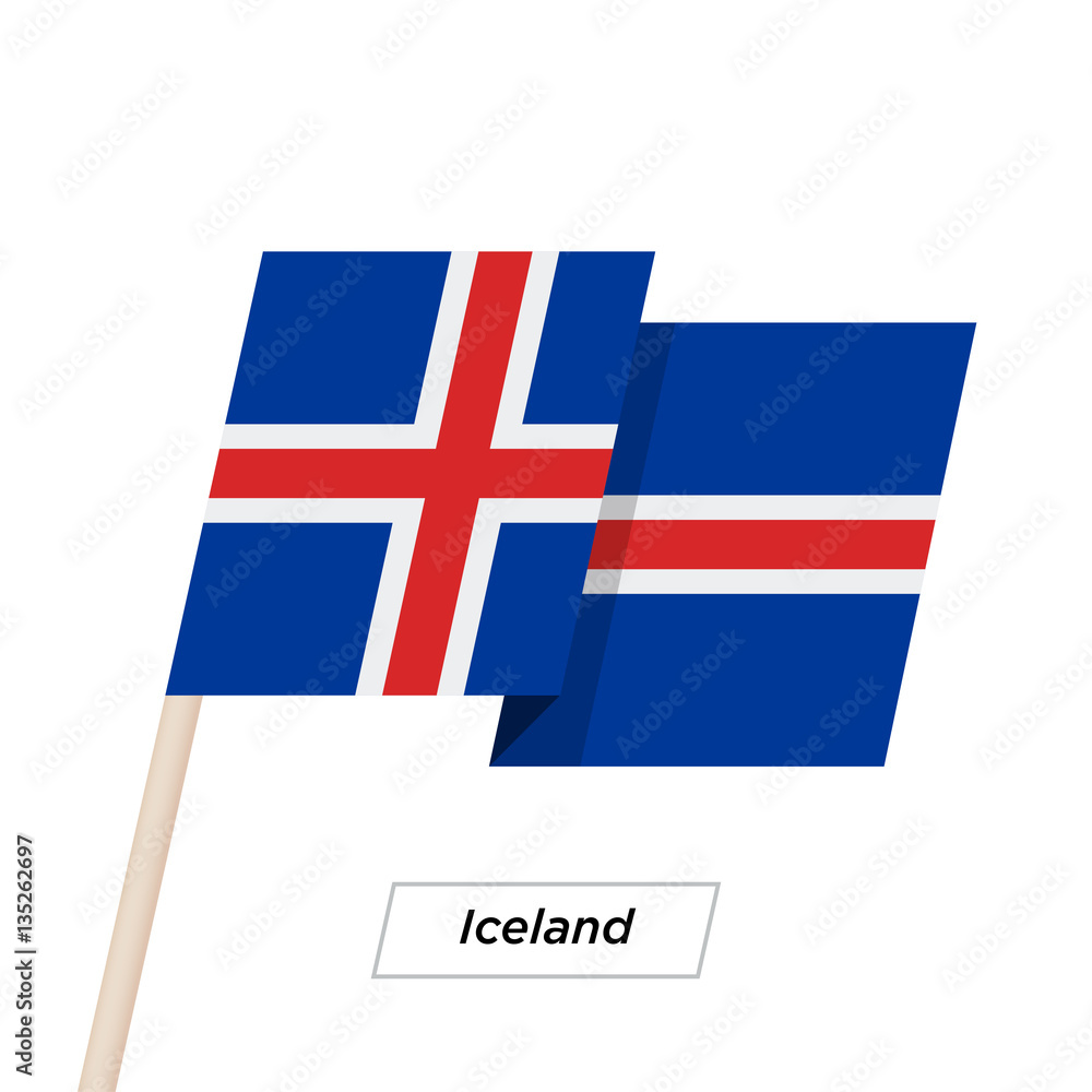 Fototapeta premium Iceland Ribbon Waving Flag Isolated on White. Vector Illustration.