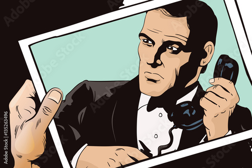 Secret agent on a mission. People in retro style.