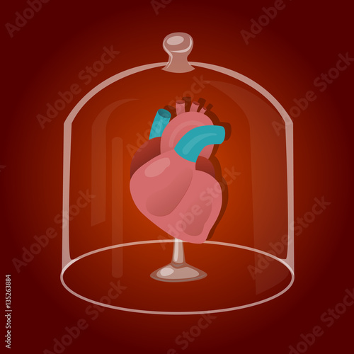 Red heart inside glass jar. Vector Illustration isolated on white background.